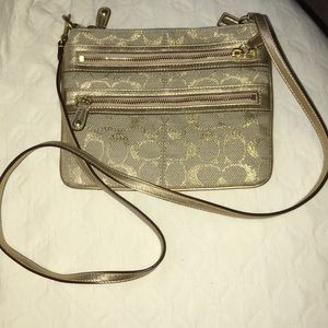 Gold/tan Coach Crossbody purse
